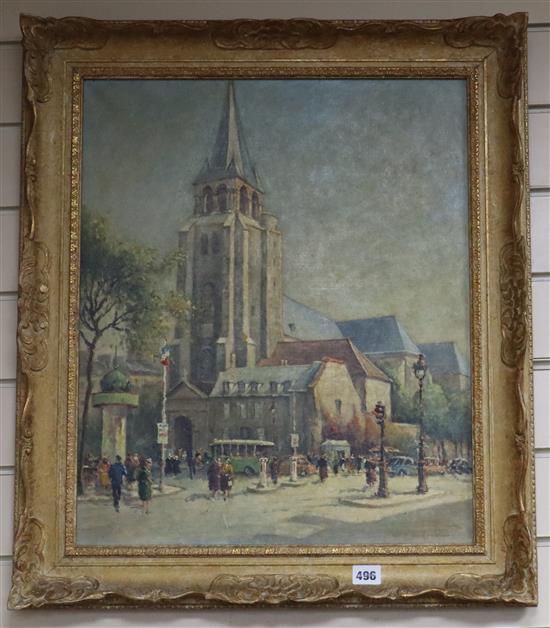 French School Place St Germain des Pres, Paris, 22 x 18in.